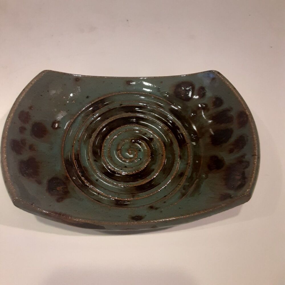 Artist Signed Stoneware Candle Holder Masculine
